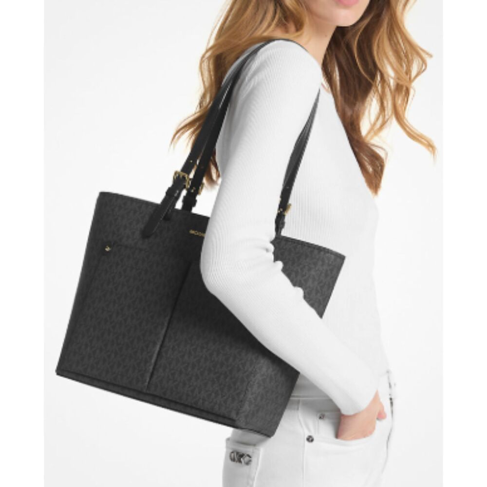 Michael Kors Jet Set Item Medium Tote Shoulder Bag Black